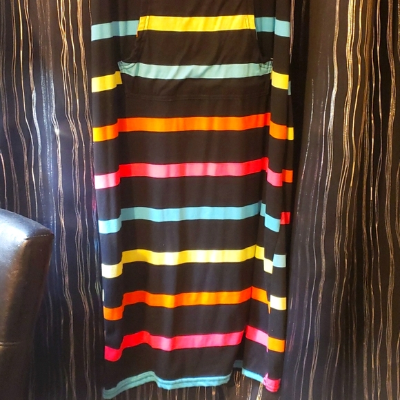 NWOT Beach Covered Up Hooded Lightweight Rainbow  Striped Summer Dress Pockets - Picture 16 of 16